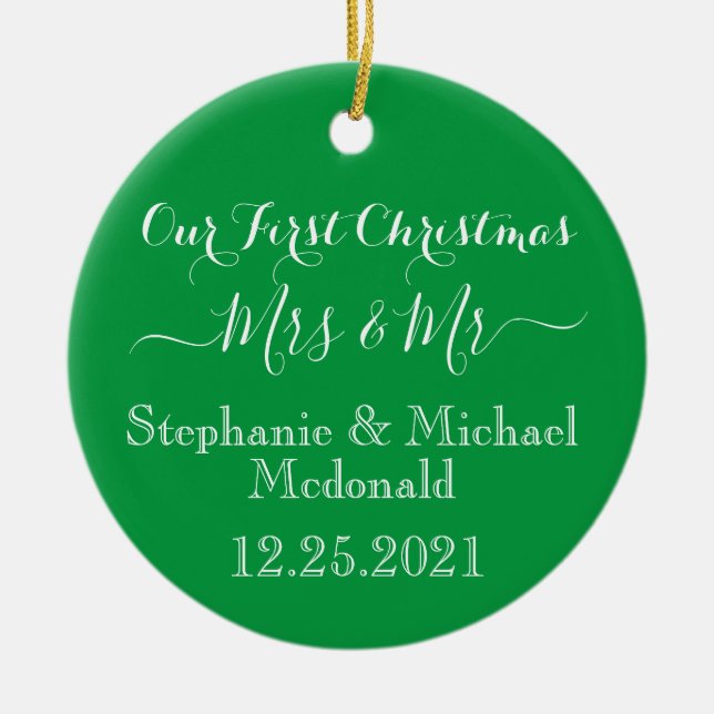 First Christmas Mr & Mrs Ornament - Personalized (Front)