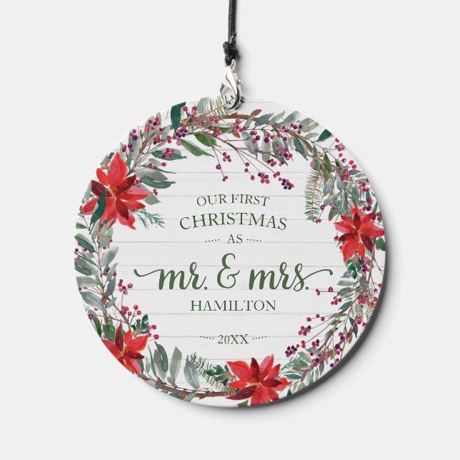 First Christmas Mr & Mrs Wreath Chime Wind Chime (Front)