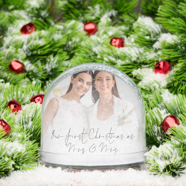 First Christmas Mrs Mrs 2 Photo Lesbian Wedding  Snow Globe (Christmas)