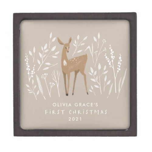 First Christmas natural reindeer delicate elegant Gift Box