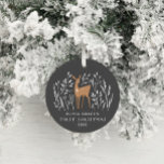 First Christmas natural reindeers delicate 1 photo Ceramic Ornament<br><div class="desc">First Christmas natural reindeer delicate 1 photo elegant modern home decor Christmas ornament design. Part of a stunning collection.</div>
