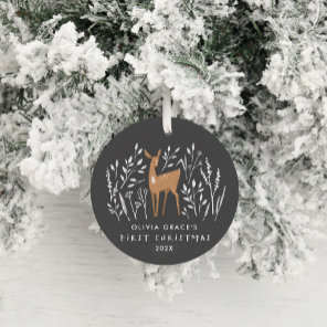First Christmas natural reindeers delicate 1 photo Ceramic Ornament