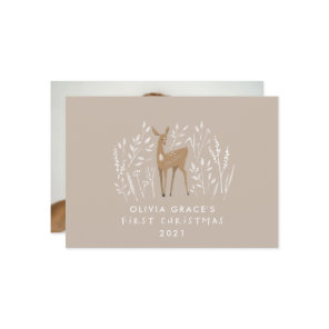 First Christmas natural reindeers delicate 1 photo Holiday Card