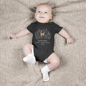 First Christmas natural reindeers delicate modern Baby Bodysuit