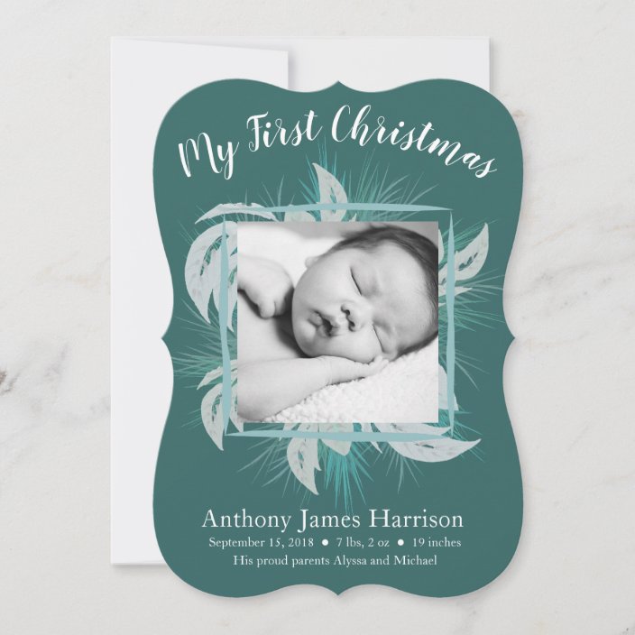 First Christmas New Baby Announcement Holiday Card