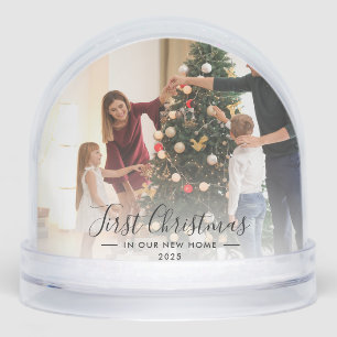 First Christmas New Family Home Photo Custom Snow Globe