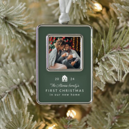 First Christmas new home classic green photo  Christmas Ornament