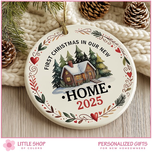First Christmas New Home Customizable Photo Ceramic Ornament (Creator Uploaded)
