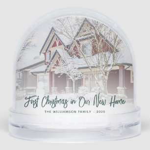 First Christmas New Home Family Photos Custom Snow Globe