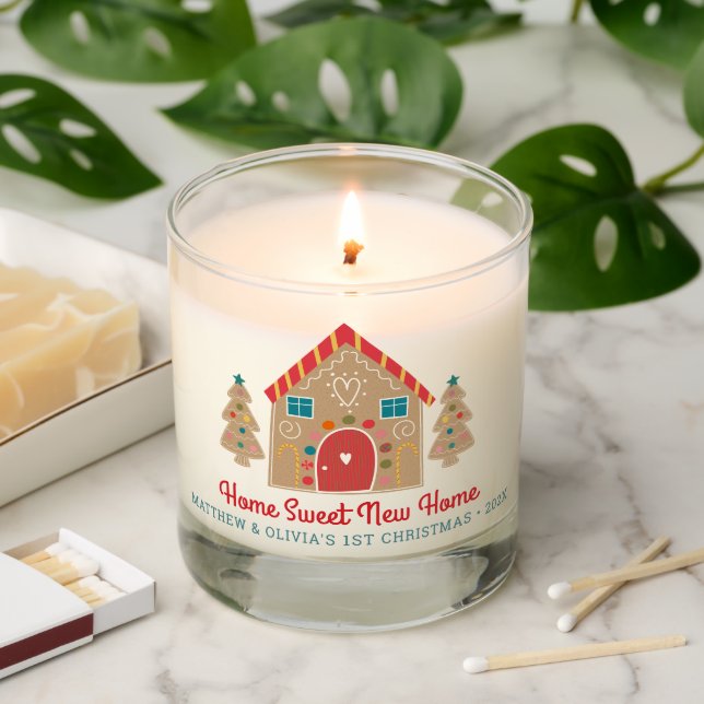 First Christmas New Home Gingerbread House Custom Scented Candle (Lit)