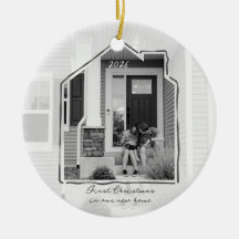 First Christmas New Home Line Art House Photo