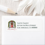 First Christmas New Home Moved New Address Label<br><div class="desc">Elegant watercolor with red door and fine holiday greenery. Share your new address from your new home. Attach to your moving cards or Christmas cards.</div>
