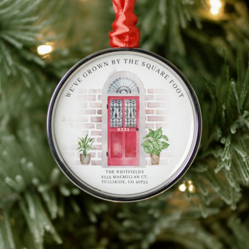 First Christmas New Home Red Door Botanical Metal Ornament