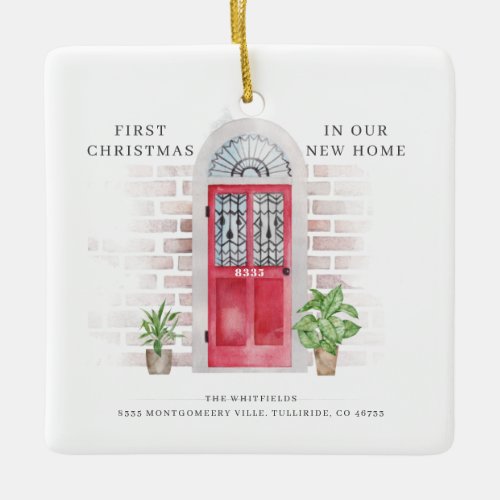 First Christmas New Home Red Door Chic Plants Boho Ceramic Ornament