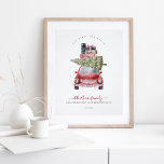 First Christmas New Home Retro Red Card Keepsake Poster<br><div class="desc">Special keepsake poster to commemorate your first Christmas in your new home for the holidays with our fun and festive red retro watercolor car new year new home moving keepsake poster print. The design features our hand-drawn front view of a chic retro red watercolor car with luggage cargo & a...</div>