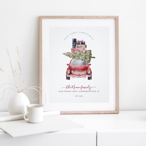 First Christmas New Home Retro Red Card Keepsake Poster