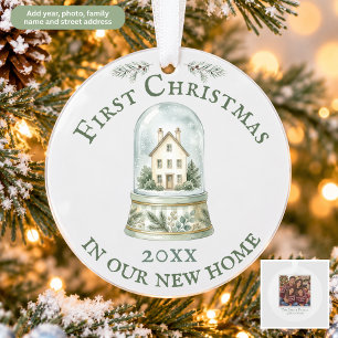 First Christmas New Home Watercolor Snow Globe Ornament