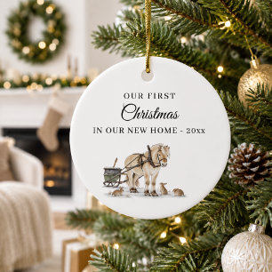 First Christmas New Home Winter Horse Ceramic Ornament