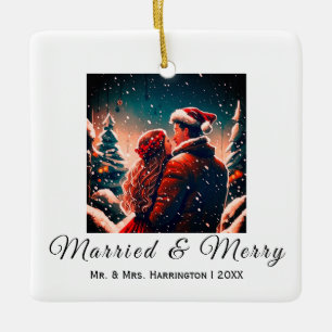 First Christmas Newlyweds romantic couple Ornament