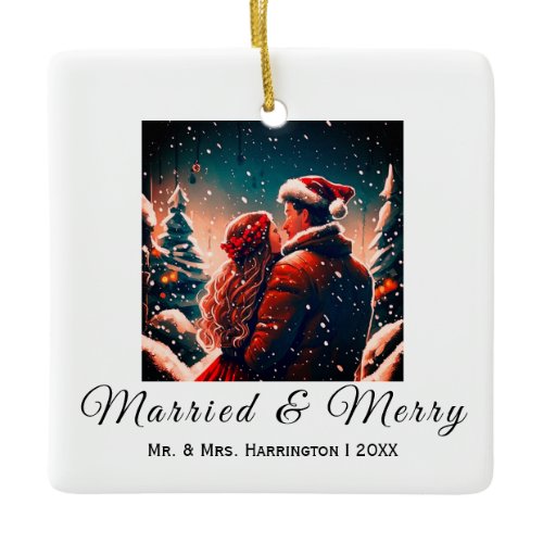 First Christmas Newlyweds romantic couple Ornament