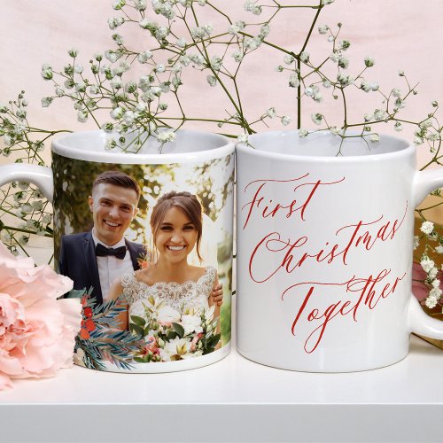 First Christmas newlyweds wedding photo names Coffee Mug