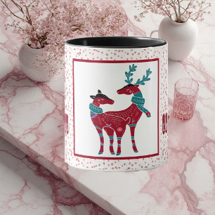 First Christmas Nordic Snowflakes Reindeer Couple Mug