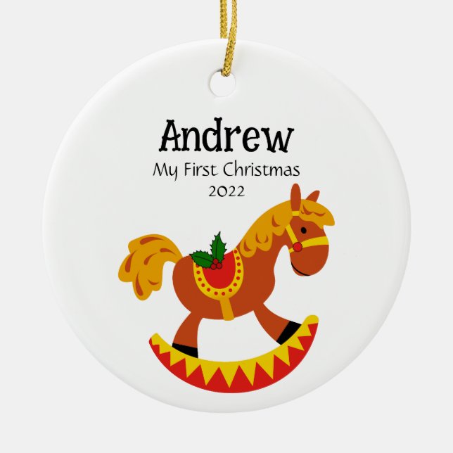 First Christmas Ornament Rocking Horse - Customize (Front)