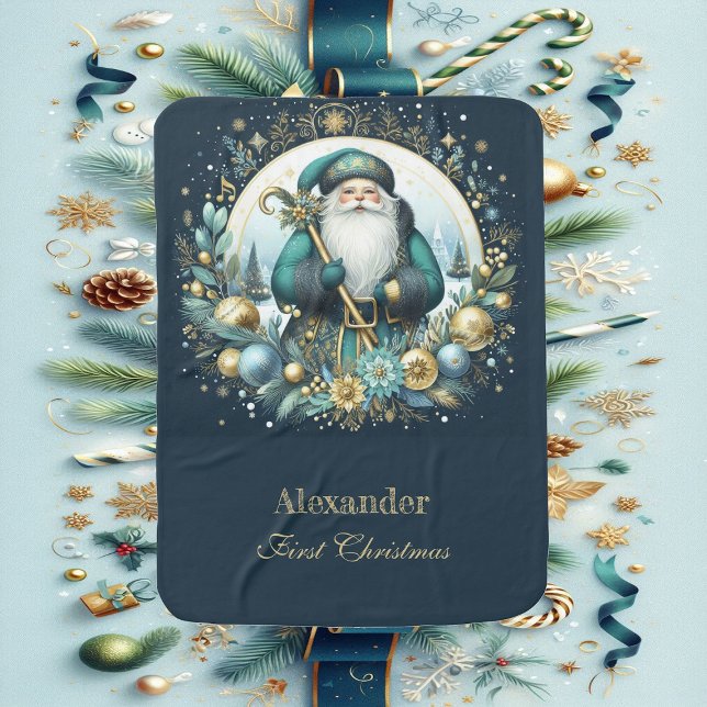 First Christmas Ornaments Santa Claus Winter Snow  Baby Blanket (First Christmas Ornaments Santa Claus Winter Snow Baby Blanket)