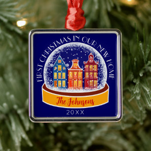 First Christmas Our New Home Snowglobe Christmas Metal Ornament