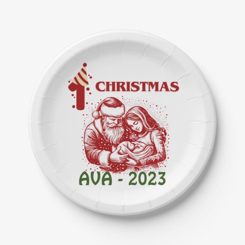 FIRST CHRISTMAS PAPER PLATES
