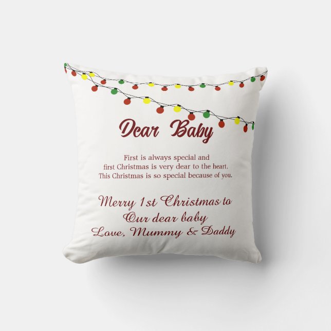 First Christmas Parents  Personalised Message  Throw Pillow (Front)
