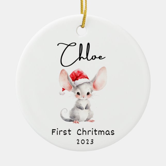 First Christmas, Personalised Baby's Name Ornament (Front)