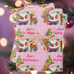 First Christmas Personalize Child's Name Santa 3 Wrapping Paper Sheets<br><div class="desc">First Christmas Personalize Child's Name Santa Wrapping Paper Sheets</div>