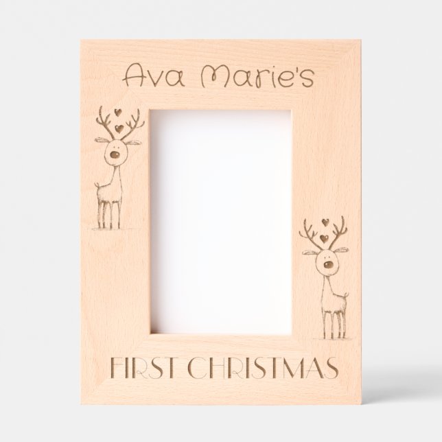 First Christmas, Personalized  4 x 6" Portrait  Engraved Frames (Front)