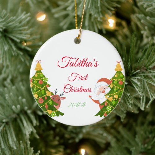 First Christmas Personalized Baby Christmas Tree Ceramic Ornament