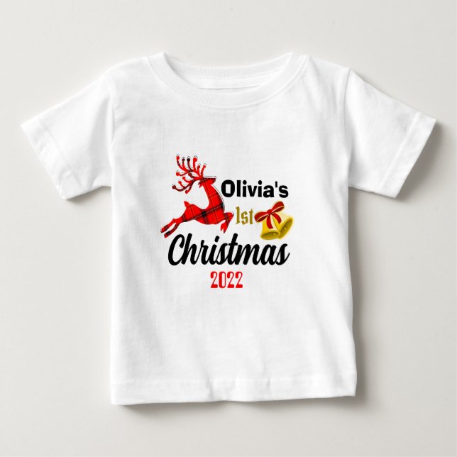 First Christmas Personalized  Baby T-Shirt (Front)