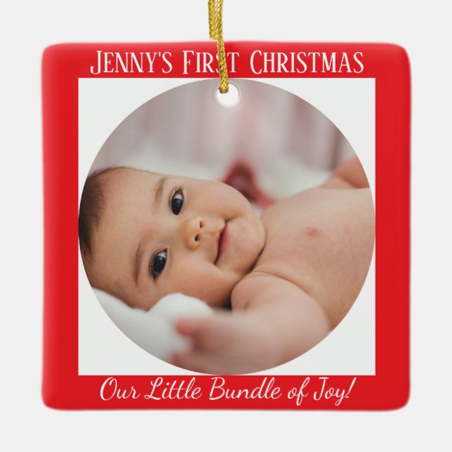 First Christmas Personalized Ceramic Ornament (Front)