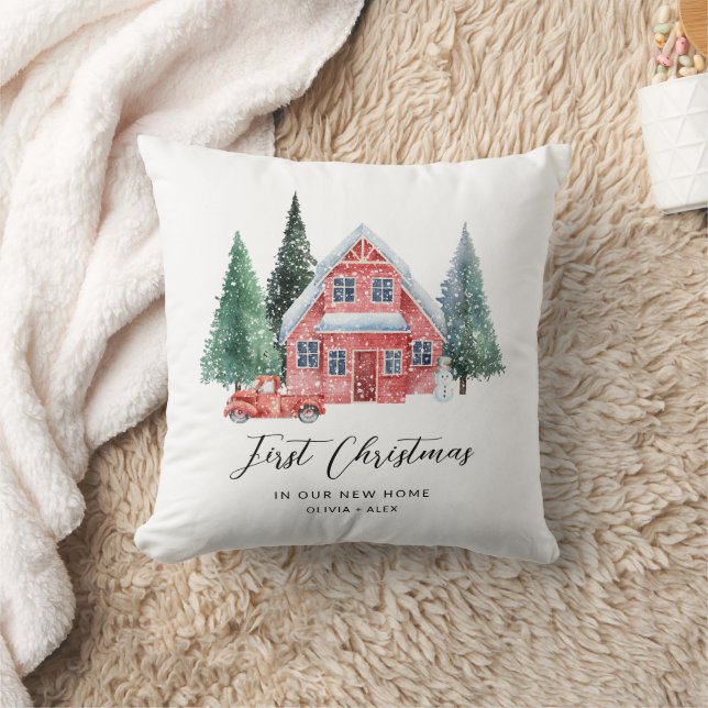 First Christmas Personalized Christmas New Home  Throw Pillow (Blanket)