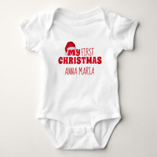 First Christmas Personalized Cute Newborn Santa Baby Bodysuit