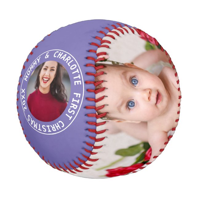 First Christmas Personalized One Of A Kind Photo Baseball (Angled)