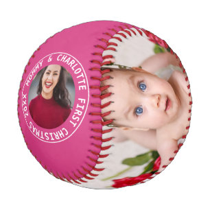 First Christmas Personalized One Of A Kind Photo Baseball