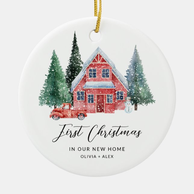 First Christmas Personalized Ornament New Home Gif (Front)