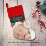 "First Christmas" Personalized Photo & Name Stocki Christmas Stocking<br><div class="desc">Celebrate a magical milestone with our personalized "First Christmas" stocking! This charming stocking is the perfect way to commemorate your little one's very first holiday season. Adorned with a cherished photo and their name beautifully printed, it's a timeless keepsake you'll treasure for years to come. The classic design and high-quality...</div>