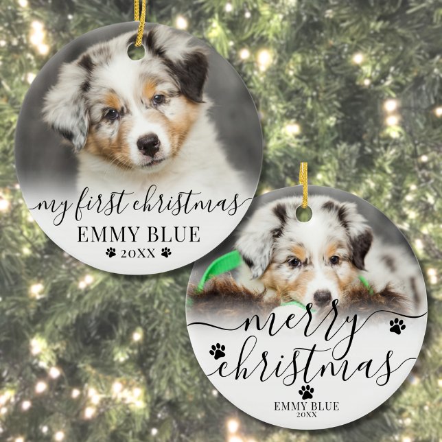 First Christmas Personalized Puppy Dog Photo Ceramic Ornament (First Christmas Personalized Puppy Dog Photo Ceramic Ornament )