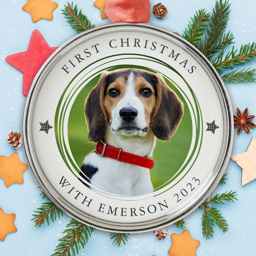First Christmas Pet Dog Photo Keepsake Metal Ornament