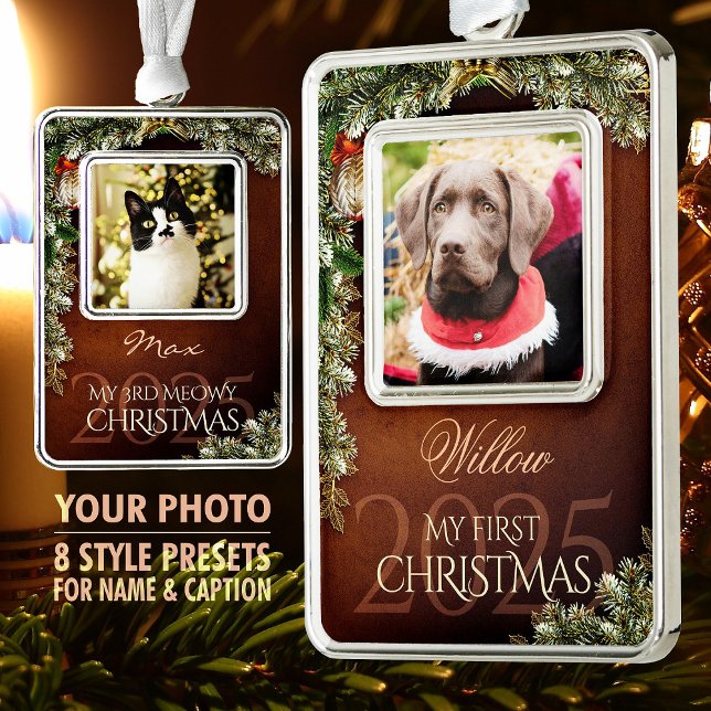 First Christmas Pet Photo Keepsake, Brown Decor - Christmas Ornament (Creator Uploaded)