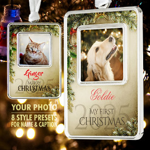 First Christmas Pet Photo Keepsake, Golden Decor - Ornament