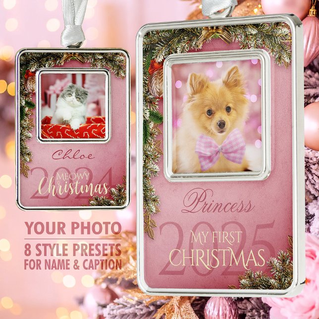 First Christmas Pet Photo Keepsake, Pink Decor - Christmas Ornament (Creator Uploaded)