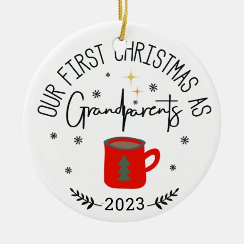 First Christmas Photo As Grandparents Coffee Cup Ceramic Ornament