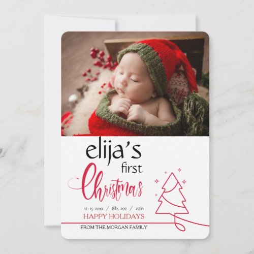 First Christmas Photo Birth Announcement